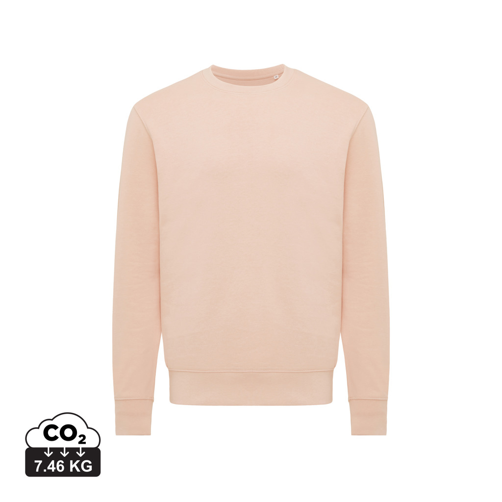 Sweater publicitaire unisexe à col rond coton bio Etosha Iqoniq peach nectar